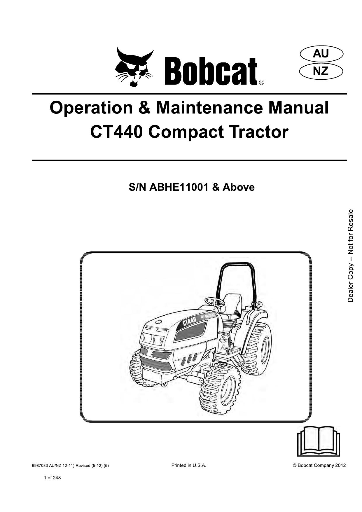 CT440 Compact Tractor Operation & Maintenance Manual Bobcat